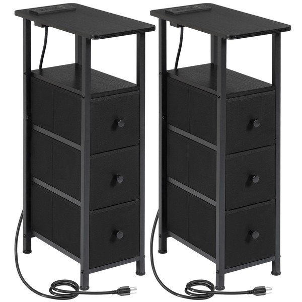 LOAKEKEL LOAKEKEL Narrow End Tables Living Room Set of 2