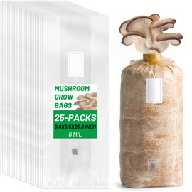 GREANER Mushroom Grow Bags 6 Mil, 9.8"x5.5"x25.6" Thick Autoclave Spawn Bags with Injection Port for Your Grain-25PCS