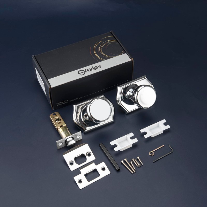 STARPY 6 Pack Pismo Doorknobs with Lock for Bath &