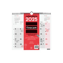 Finocam - Neutral Wall Calendar to Write 2025 Month View January 2025 - December 2025 (12 months) Portuguese