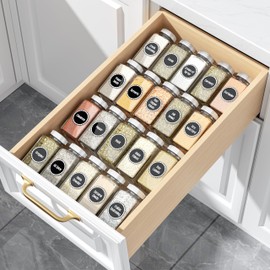 MIUKAA Clear Acrylic Spice Drawer Organizer, 4 Tier- 1 Set Seasoning Jars Drawers Insert, Kitchen Spice Rack Tray for Drawer/Countertop (Jars not included)