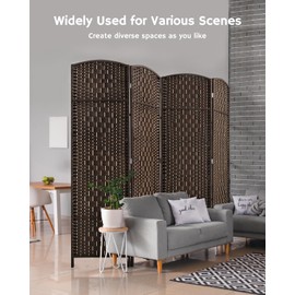 JOSTYLE Room Divider 4 Panel Room Divider Wall, 6ft Tall Divider for Room Separation, Folding Privacy Screen Panel, Portable Room Divider Panel, Freestanding Partition Screen, Chestnut Brown