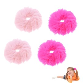 4 Pcs Elastic Hair Ties, Pink Scrunchie, Hair Bobbles for Girls, Bobbles for Thick Hairs Beautiful and Durable Pink Accessories Used for Giving Girls Ponytails