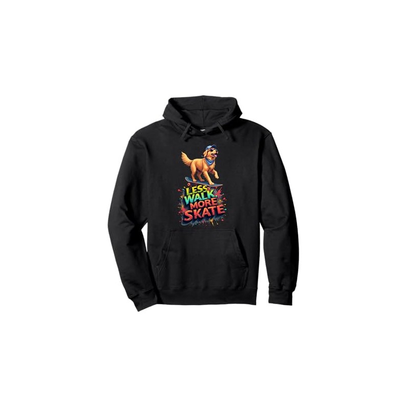 Funny Skateboarding Gift for Golden Retriever Dog Owners Pullover Hoodie