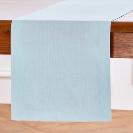 Solino Home Linen Ice Water Table Runner 36 Inch - Fete, 100% Pure Linen Short Table Runner 14 x 36 Inch Ideal for Dresser and Coffee Tables