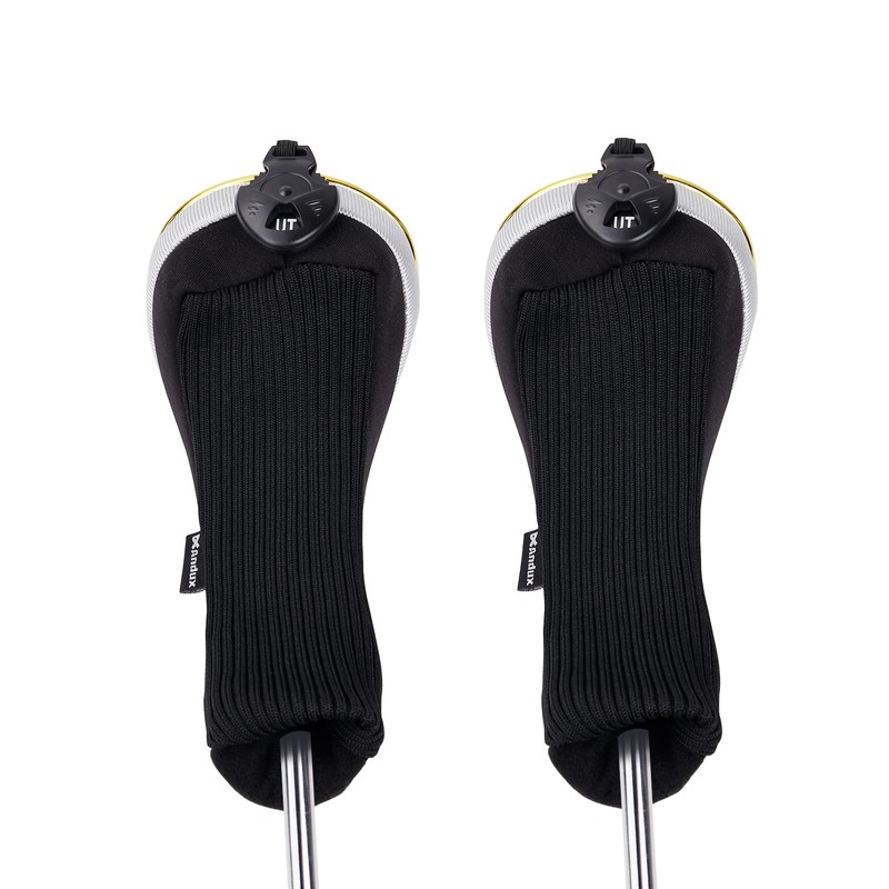 Andux 3Pcs/Set Gold Golf Hybrids Club Head Covers with Dial