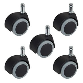 Dörner + Helmer Pack of 5 Parquet Double Swivel Chair Castors Office Chair Castors 50 mm Traceless Load Capacity 40 kg