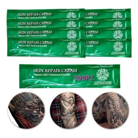 Crema Reparadora para Tatuajes Atomus con Vitaminas A y D – Pack de 200 Unidades Hidratantes y Cicatrizantes