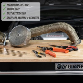 SunplusTrade 2" x 50' Titanium Exhaust Wrap for Motorcycle Car Headers with Stainless Steel Zip Ties