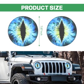 Hovom 2PCS Beast Eyes Headlight Decals, 3D Stereo Eyes Headlight Stickers, Funny Round Decal for Wrangler Headlights, Car Body Window Bumper Decoration Stickers, Car Accessories (Blue)
