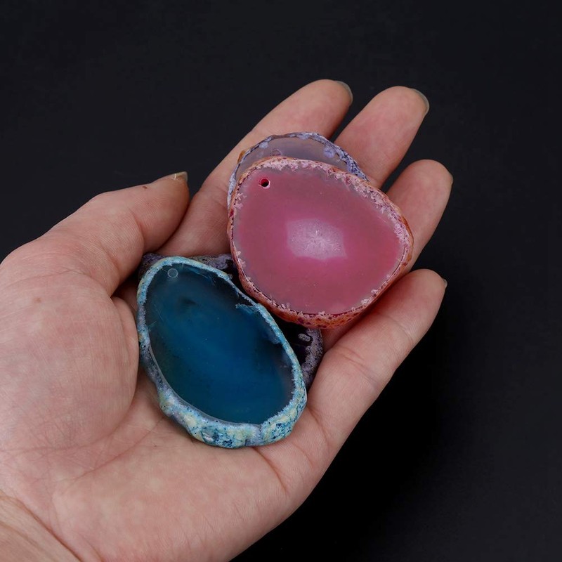 Pack of 5 Polished Agate Geode Discs, Stone Agate Light