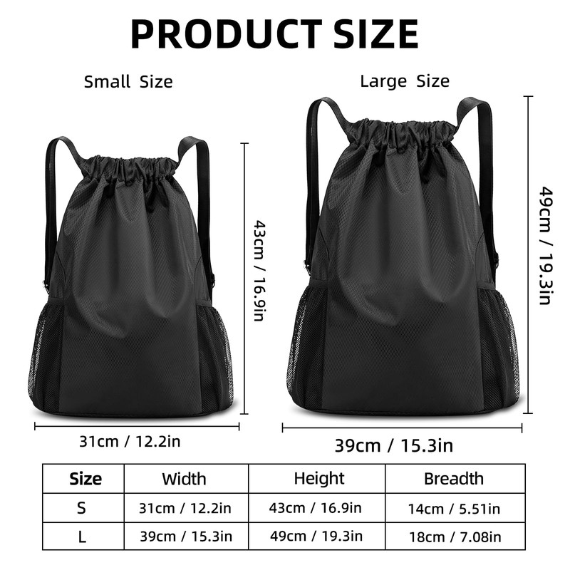 Vnezakl Drawstring Backpack Bags Bulk Water Resistant String Sport Gym
