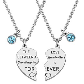 WTOPP 2PCS Grandmother Nan Nanny Granny Grandma and Granddaughter Necklace Gifts The Love Between Grandmother and Granddaughter is Forever Necklace Family Jewelry Christmas Birthday Gift