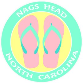 Athena Brands Flip Flops Nags Head North Carolina - Car Truck Window Bumper Sticker Decal - Sea Grass Green