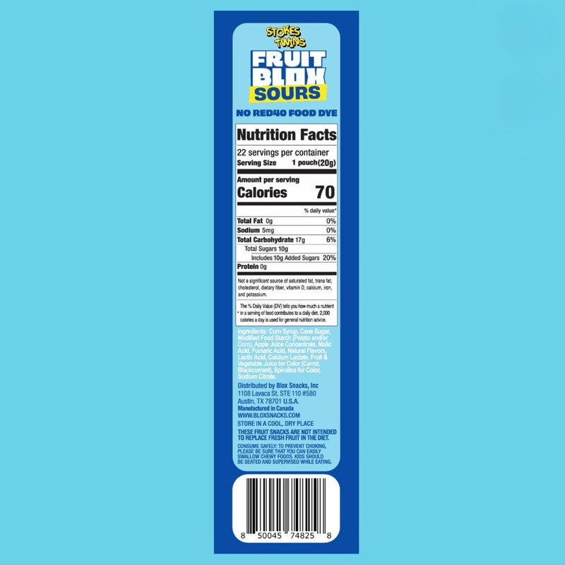 Fruit Blox Sours Blue Raspberry & Cherry Fruit Snacks, 2