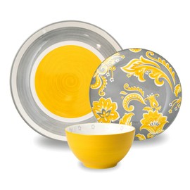 Wisenvoy Plates and Bowls Sets Dish Set Ceramic Dinnerware Sets Plate Set Porcelain Dishes Set for 4 Dinner Plates Gray