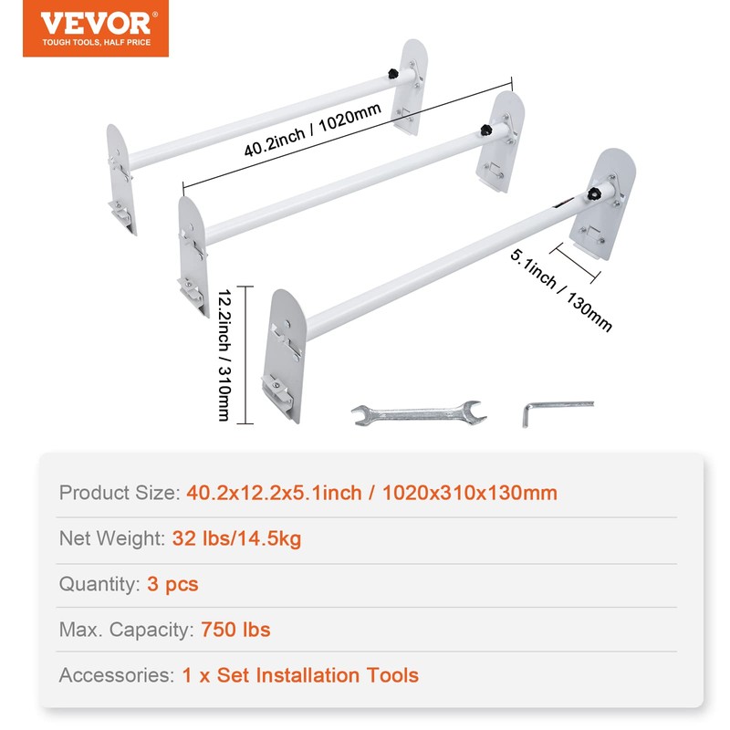 VEVOR Ladder Racks for Van, 40.2 inch-74.8 inch Adjustable Van