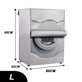 YSTP Washing Machine Cover Front Load Washer Protection Washer Dryer Cover Waterproof Dustproof Cover with Zipper for Most Front Loading Washers and Dryers 85 x 60 x 65cm (Silver) (HN13YLJZ56)