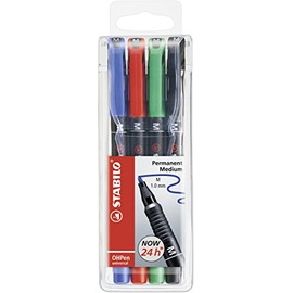 STABILO OHP Pen OHP Pen Permanente - Mediano - portafolios de 4 - Colores surtidos