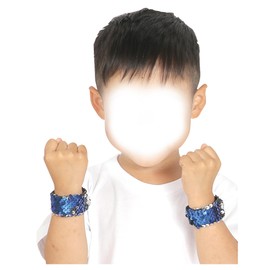Artec 14776 Sequin Wristband, Blue & Silver, Sports Festivals, Sports Festivals, Colorful, Team Cheering Goods, Costume, Sports Festival