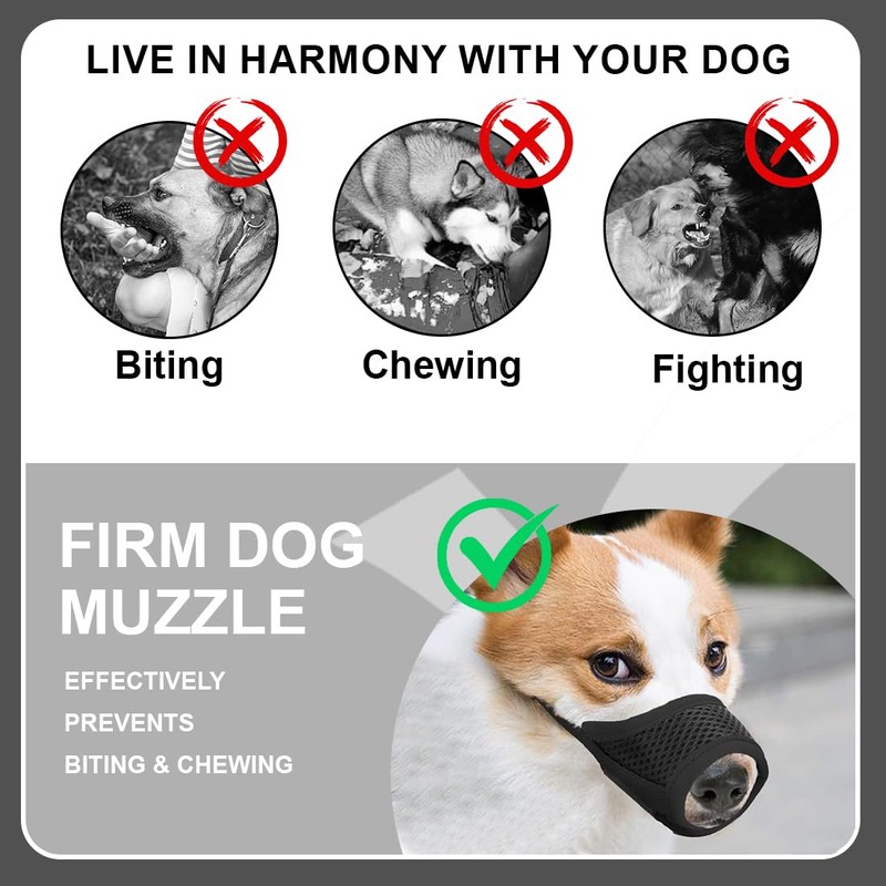 TEOZBLU Muzzle for Dogs, Adjustable Loop, Breathable, Safe, Quick Fit