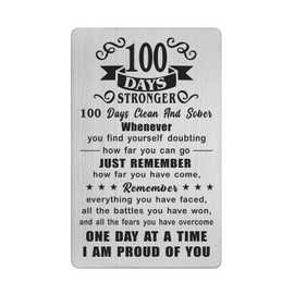Richesele 100 Day Sober Gifts - 100 Days AA Sobriety Gifts for Women Men - 100 Days Stronger and Sober Card - 100 Day Addiction Recovery Token