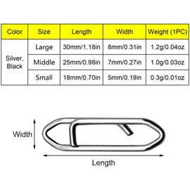 50Pcs Silver Fishing Line Snaps Stainless Steel Swivels Clips Quick Change Lure Connector for Fishing Enthusiast(Small)