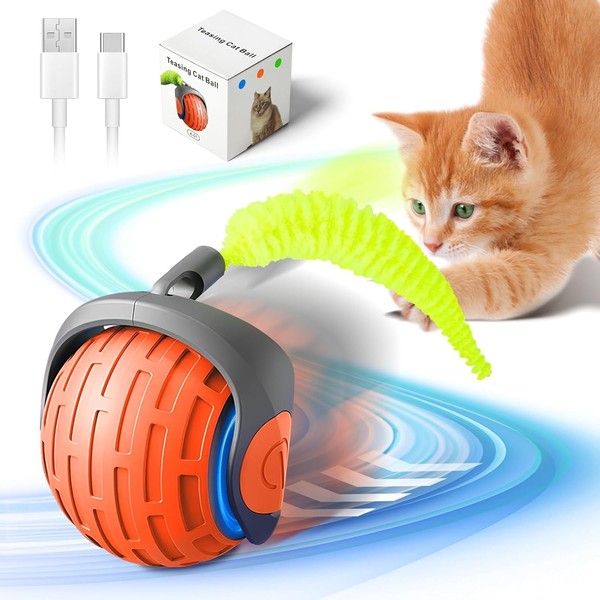 Sprifityy Cat Toy Electric Cat Ball with LED Light, Interactive