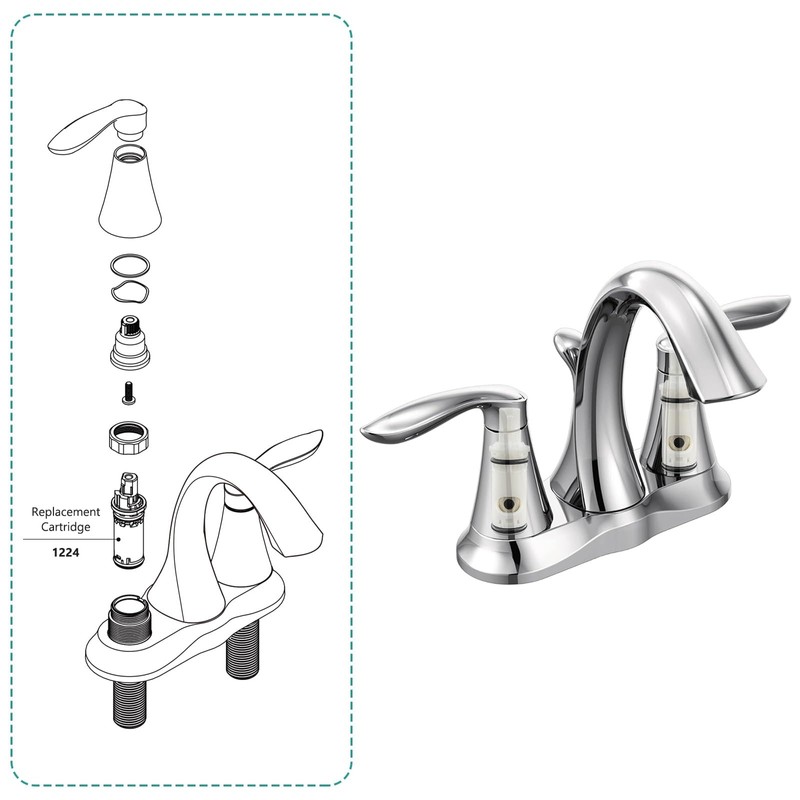 1224 1224B Faucet Cartridge Replacement Compatible with Moen Two Handle