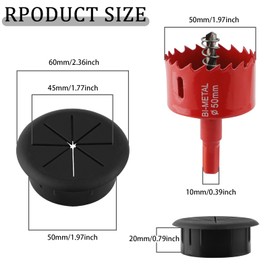 Desk Grommet, 2 Inch(50mm) Flexible Cable Grommet, Desk Hole Cover for Cables with Hole Saw,Plastic Cable Cord Wire Hole Cover for Desk, Table,Cabinet,Countertop and Other Furniture(Black,13Pack)