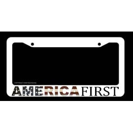 OwnTheAvenue America First 2nd Amendment American Flag USA Car Truck Wht License Plate Frame