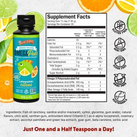 Barlean's Omega Pals Lipsmackin' Citrus Flavored Omega-3 for Kids, Yummy Children's Liquid Fish Oil Supplement with 750 mg of EPA & DHA for Brain & Eye Health, 8 oz