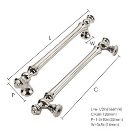 khtumeware 10 Pack 5 Inch(128mm) Polished Nickel Cabinet Pulls: Classic Zinc Alloy, Silver, 5" Hole Center, Ambidextrous, Easy to Install, Durable