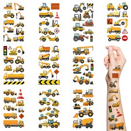 Excavator Temporary Tattoos for Kids,10 Sheets Construction Truck Engineering Vehicle Fake Tattoo Stickers Waterproof Cartoon Car Themed Tattoos for Boys Girls Kids Party Supplies