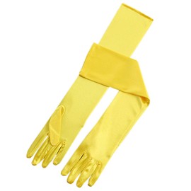 BlackSunnyDay Women's 1920s 19" Elbow Length Long Satin Gloves for Opera Party Bridal Wedding Dance Cosplay Costumn Accessories (Yellow)