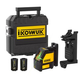 IKOVWUK Self Leveling Laser Level, Green Cross Line Laser for Picture Hanging and Construction, 180° Magnetic Bracket & Ceiling Bracket, 2 * 1200 mAh Rechargble Battery, Hard Carrying Case Included