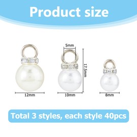 Hobbspring 120 Stück Anhänger Aus Kunstperlen 3 Stile Imitationsperlen Anhänger Mit Silbernen Strasskappen Eingelegter Strass Imitationsperlen Anhänger Zur Schmuckherstellung