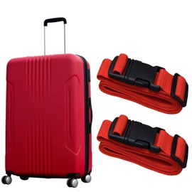 Pair Luggage Straps for Suitcases, Secure & Adjustable Luggage Straps, Lightweight Luggage Strap for Travel Long (96cm to 180cm) Red