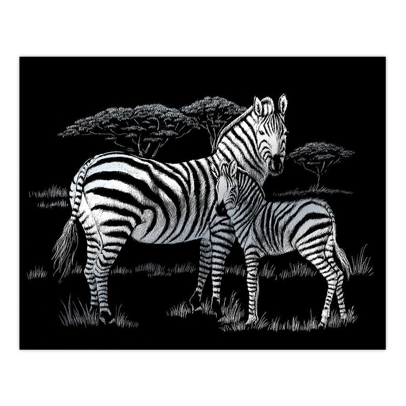 Silver Foil Engraving Art Kit 8"X10"-Zebras