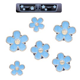 ORIESSE 6pcs Flower Car Vent Clips,Cute Daisy Car Air Fresheners,Light Blue Daisy Car Decor for Women 3.3cm/3cm/2.5cm Girly Flower Decotaion Accessories,Refillable Clips on Diffuser