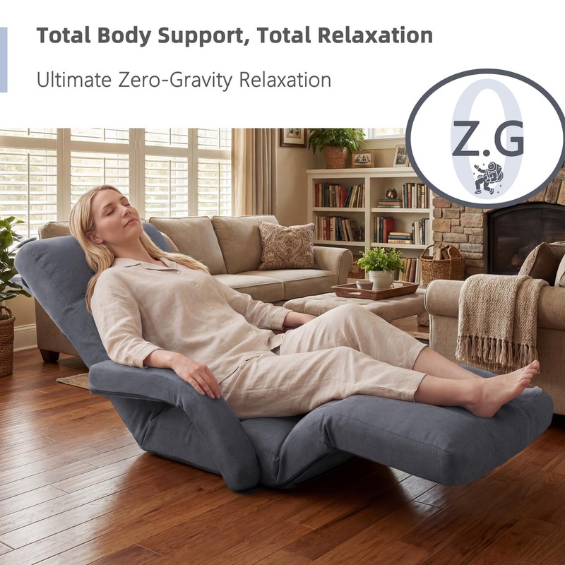 FLOGUOR Adjustable Floor Gaming Chair for Adults with Armrests &