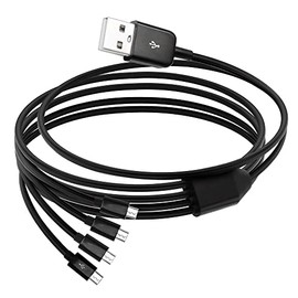 QIANRENON Micro USB B Data Cable, 4 in 1 Charging Cable USB 2.0 Micro Charging Data Cable, Multi USB Male to 4 Micro USB B Male Data Split Cord, 1.5M/4.92 ft (Black)