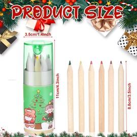 Fumete 32 Pack Christmas Santa Mini Drawing Colored Pencils Gifts Cute Portable Coloring Pencil with Sharpener in Tube Christmas Gifts for Students Classroom Reward