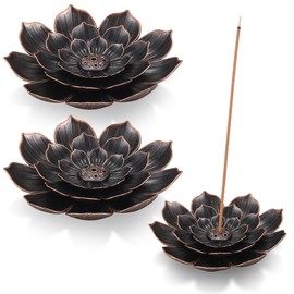 wugongshan 3 Pcs Lotus Incense Holder, Brass Lotus Stick Incense Holder, Detachable 6 Incense Holes Lotus Holder, Cone Incense Burner Incense Ash Catcher Holder, for Office Tea House Home Accessories
