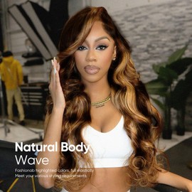 Kesenmu Ombre Lace Front Wig Human Hair, 13x6 HD Honey Blonde Body Wave Lace Frontal Wigs Human Hair,210% Density Colored 4/27 Highlight Wig for women 20 inch