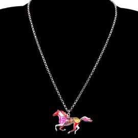 NEWEI Cute Enamel Horse Necklace Gifts Horse Pendant Jewellery for Women Girls Horse Loves Charms, enamel, No Gemstone