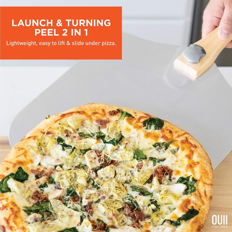 OUII Pizza Peel with Cutter - 12 x 14-inch Metal