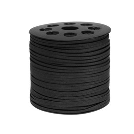PATIKIL 100 Yards Flat Suede Cord, 2.7mm Leather String Lace Faux Leather Cord with Roll Spool for Jewelry Making Bracelet Necklace Beading DIY Crafts, Black