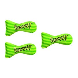 Yeowww! DuckyWorld 100% Organic Catnip Leaf Flower Yellow and Green Stripes Sardines Cat Toy Cats Toys (3 Pack)