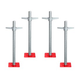 4 Pack 18“ Adjustable Leveling Jack Galvanized Solid Screw Jacks with Base Plate for Baker-Style Scaffolding, Silver